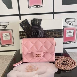 Chanel Clutch 22C Classic with Chain Pink Leather Cross Body Bagโญ๏ธ